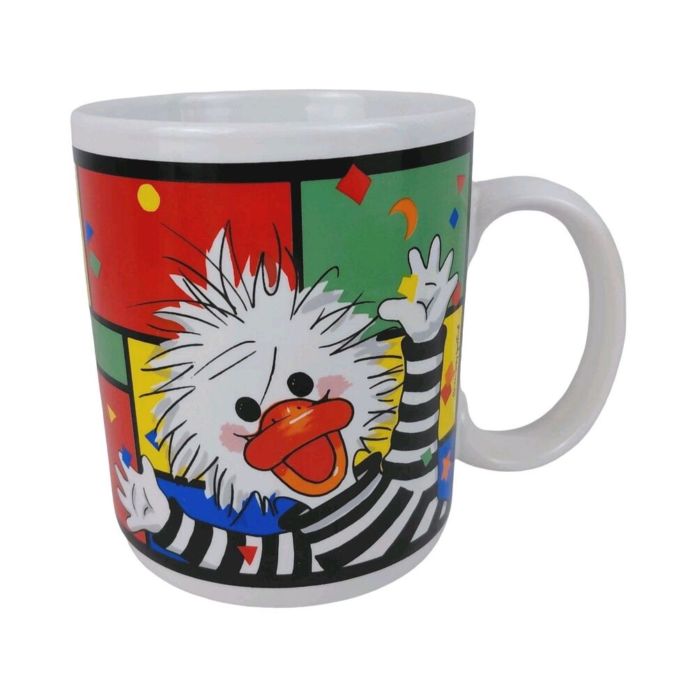 Enesco Suzy's Zoo Vtg Mug Jack Quacker Duck 1990s Bright Geometric